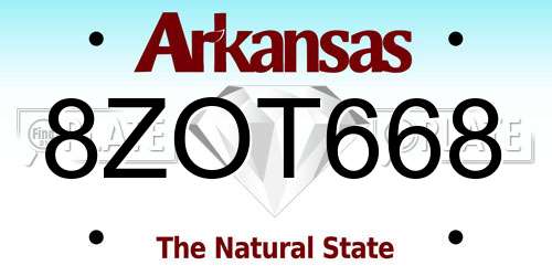 8ZOT668 Arkansas License Plate
