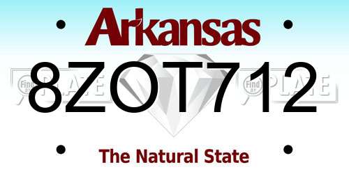 8ZOT712 Arkansas License Plate
