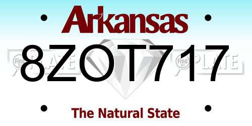 8ZOT717 Arkansas License Plate