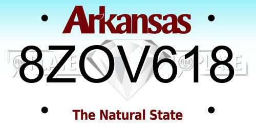 8ZOV618 Arkansas License Plate