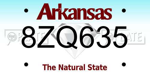 8ZQ635 Arkansas License Plate