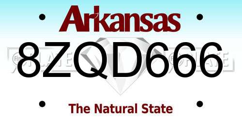 8ZQD666 Arkansas License Plate