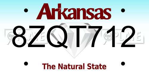8ZQT712 Arkansas License Plate