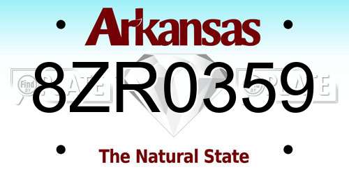 8ZR0359 Arkansas License Plate