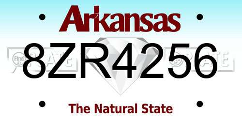 8ZR4256 Arkansas License Plate