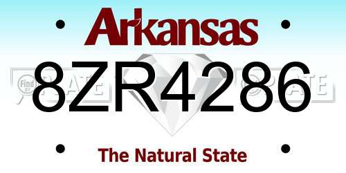8ZR4286 Arkansas License Plate
