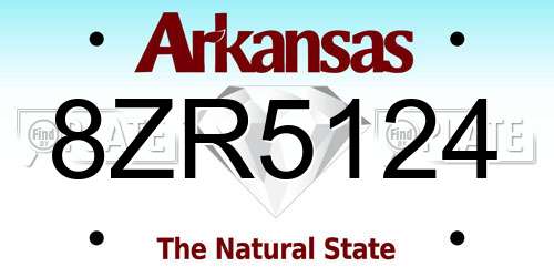8ZR5124 Arkansas License Plate