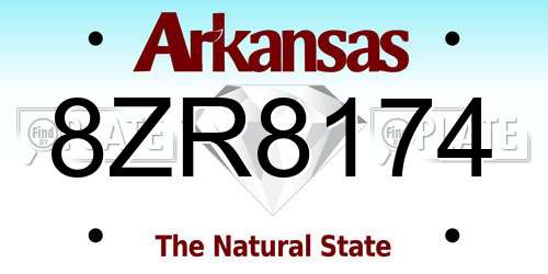 8ZR8174 Arkansas License Plate