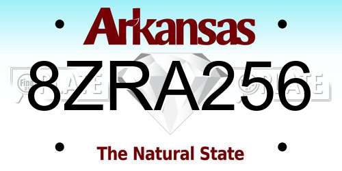 8ZRA256 Arkansas License Plate