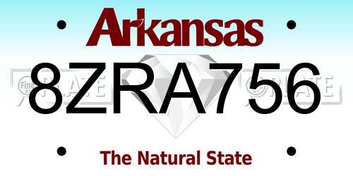 8ZRA756 Arkansas License Plate