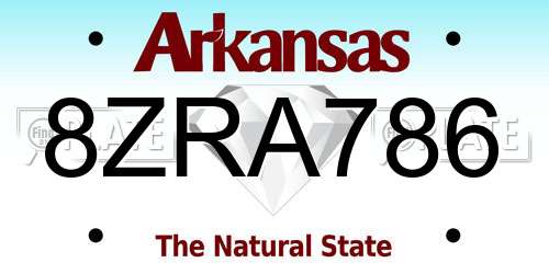 8ZRA786 Arkansas License Plate