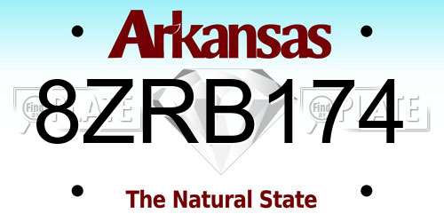 8ZRB174 Arkansas License Plate