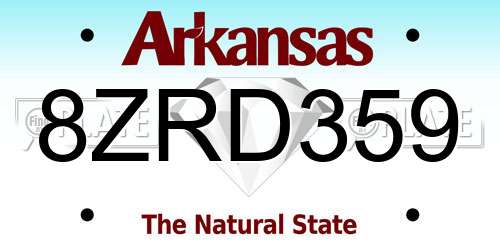 8ZRD359 Arkansas License Plate