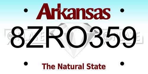 8ZRO359 Arkansas License Plate