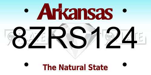 8ZRS124 Arkansas License Plate