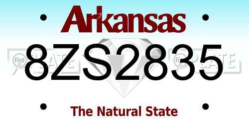 8ZS2835 Arkansas License Plate