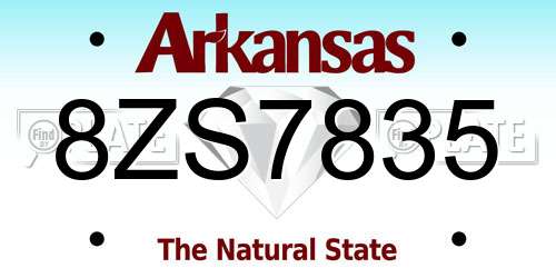 8ZS7835 Arkansas License Plate