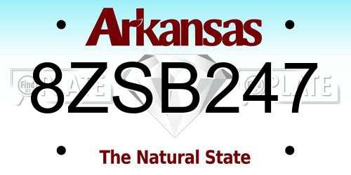 8ZSB247 Arkansas License Plate