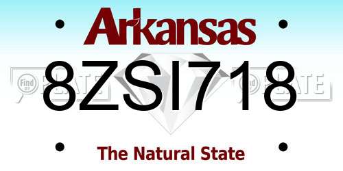8ZSI718 Arkansas License Plate