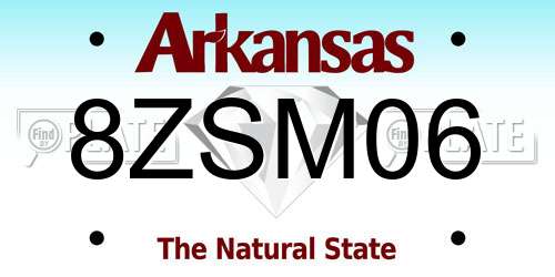 8ZSM06 Arkansas License Plate