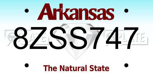 8ZSS747 Arkansas License Plate