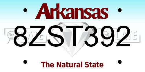 8ZST392 Arkansas License Plate