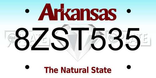 8ZST535 Arkansas License Plate