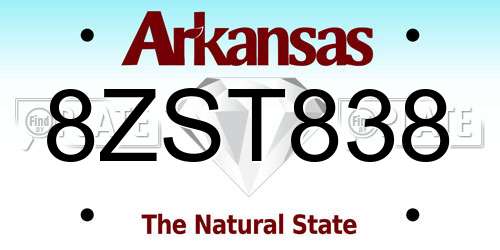 8ZST838 Arkansas License Plate