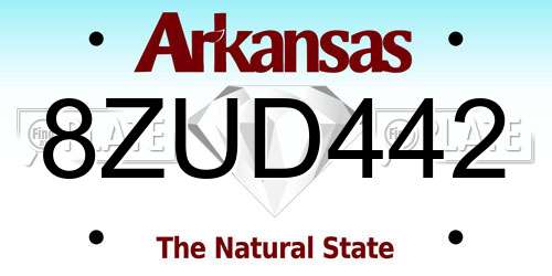 8ZUD442 Arkansas License Plate