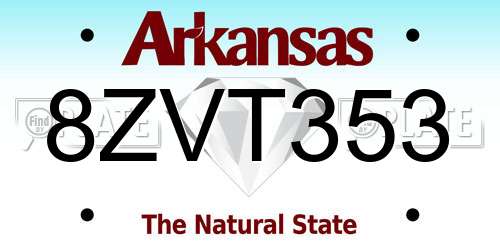 8ZVT353 Arkansas License Plate