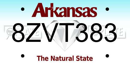 8ZVT383 Arkansas License Plate