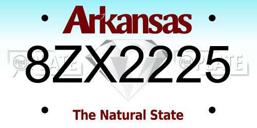 8ZX2225 Arkansas License Plate