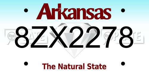 8ZX2278 Arkansas License Plate