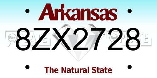8ZX2728 Arkansas License Plate