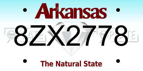 8ZX2778 Arkansas License Plate