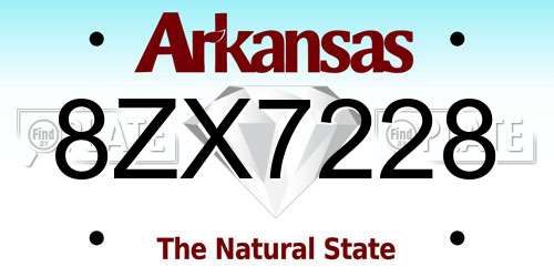 8ZX7228 Arkansas License Plate