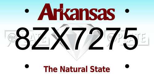 8ZX7275 Arkansas License Plate