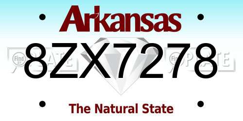 8ZX7278 Arkansas License Plate