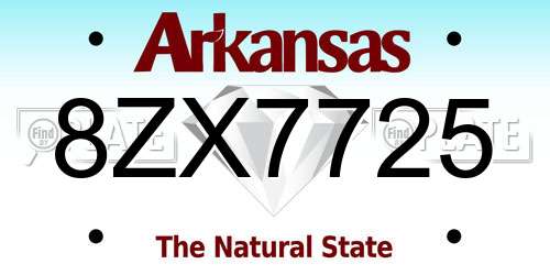 8ZX7725 Arkansas License Plate
