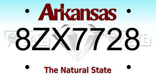 8ZX7728 Arkansas License Plate