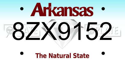 8ZX9152 Arkansas License Plate