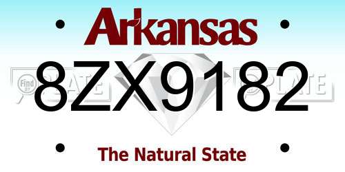 8ZX9182 Arkansas License Plate