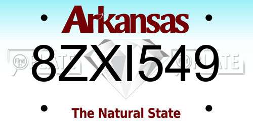 8ZXI549 Arkansas License Plate