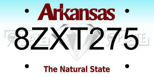 8ZXT275 Arkansas License Plate