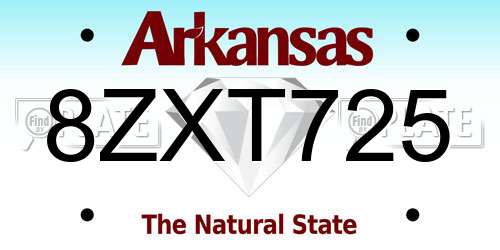 8ZXT725 Arkansas License Plate