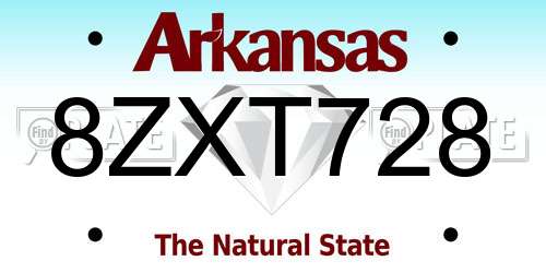 8ZXT728 Arkansas License Plate