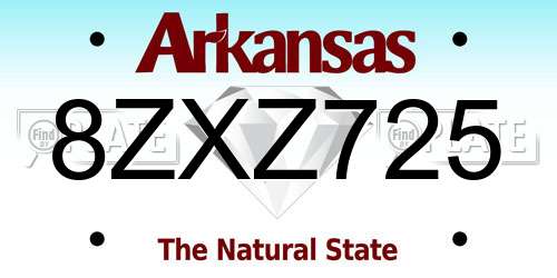 8ZXZ725 Arkansas License Plate