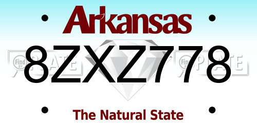 8ZXZ778 Arkansas License Plate