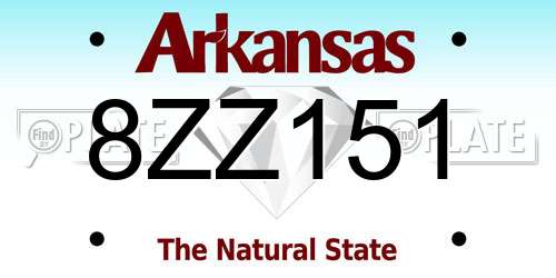 8ZZ151 Arkansas License Plate