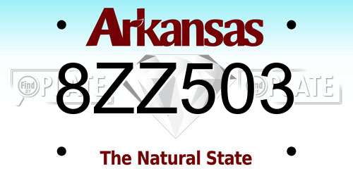 8ZZ503 Arkansas License Plate